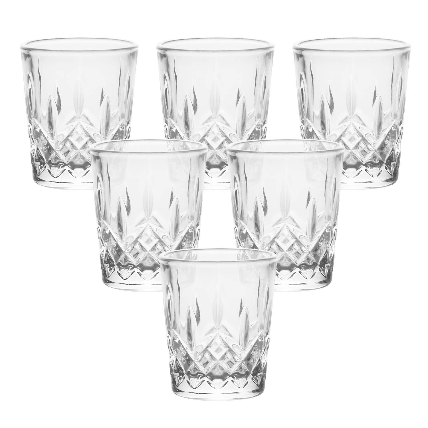 Enindel 3021.01 Carved Patterns Shot Glasses 1.7 OZ Set of 6 Clear JY001