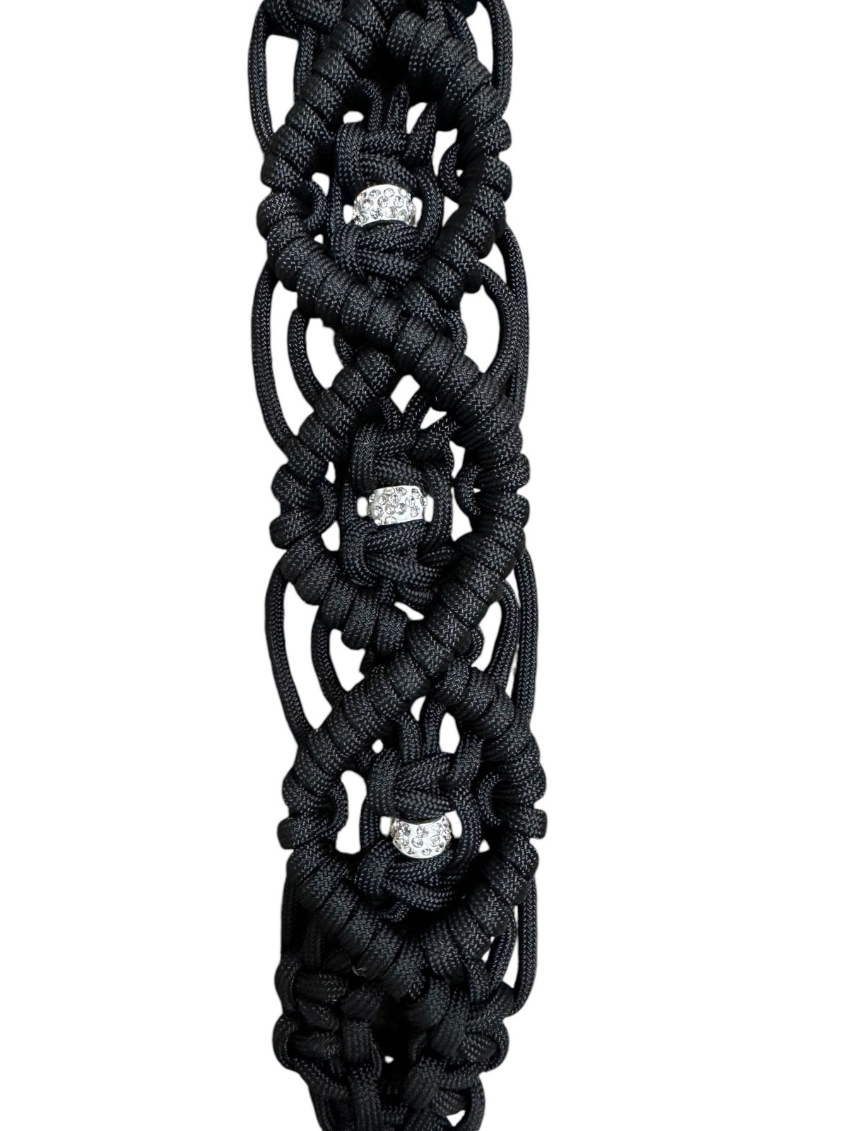 Fancy Wither Strap For Breast Collar Black with rhinestones