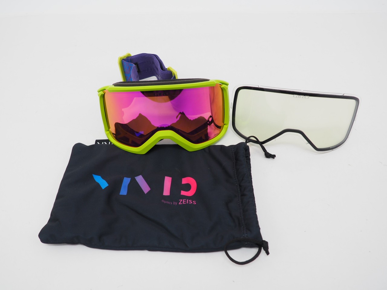 Giro Revolt Winter Sports Goggles Green Frame w/ VIVID Pink Lens + Clear