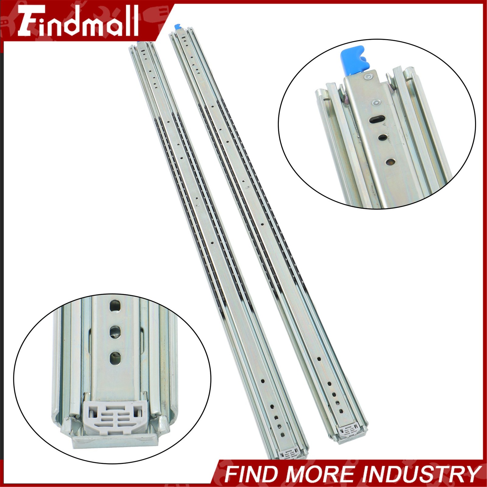Findmall Heavy Duty 56" Drawer Slides w/Lock 500lb - Full Extension Ball Bearing