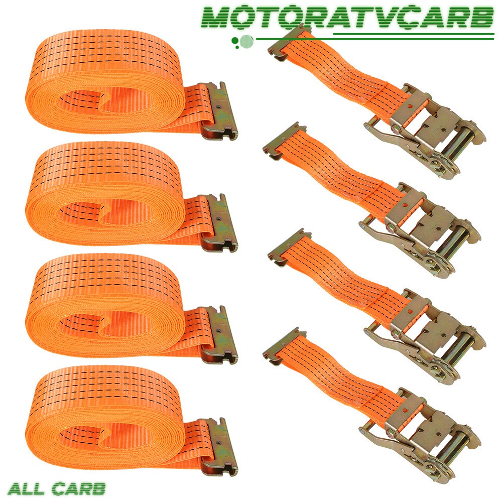 ALL-CARB4 Pack E-buckle Ratchet Straps 2"×20' 4400 lbs Tie Down Heavy Duty