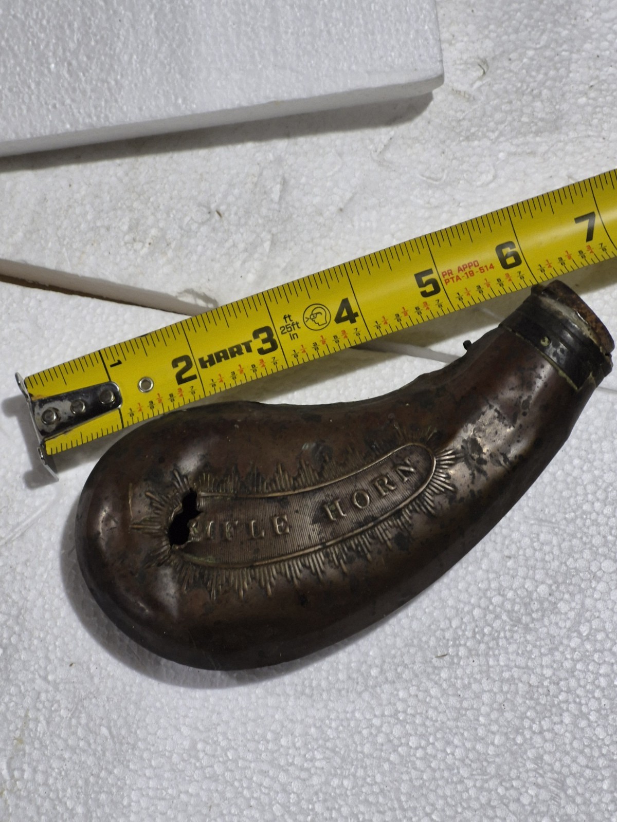 ANTIQUE CIVIL WAR / HUNTING Copper BLACK POWDER FLASK Rifle Horn