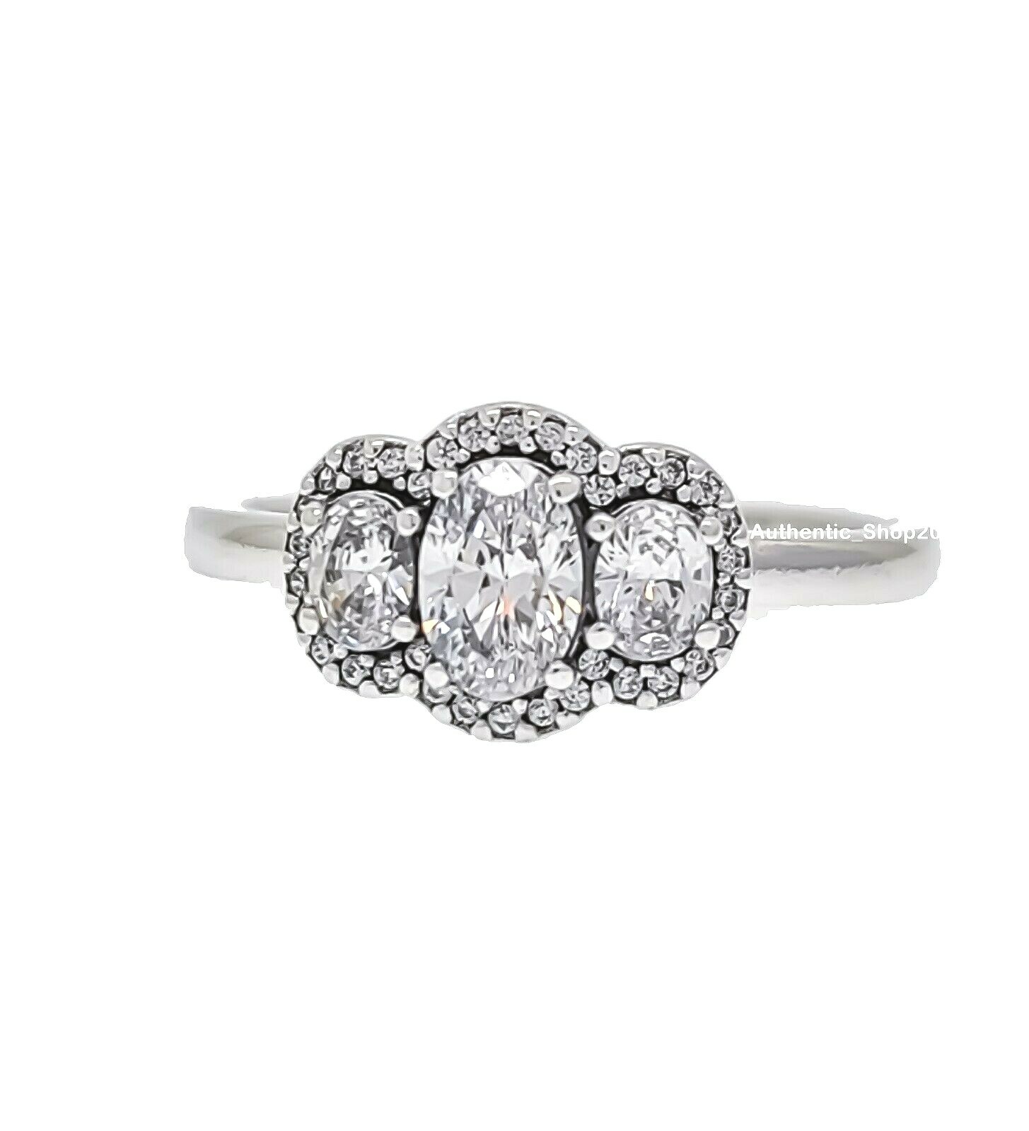 NEW 100%  Authentic PANDORA  925 Silver Three Stone Vintage Ring 190049C01