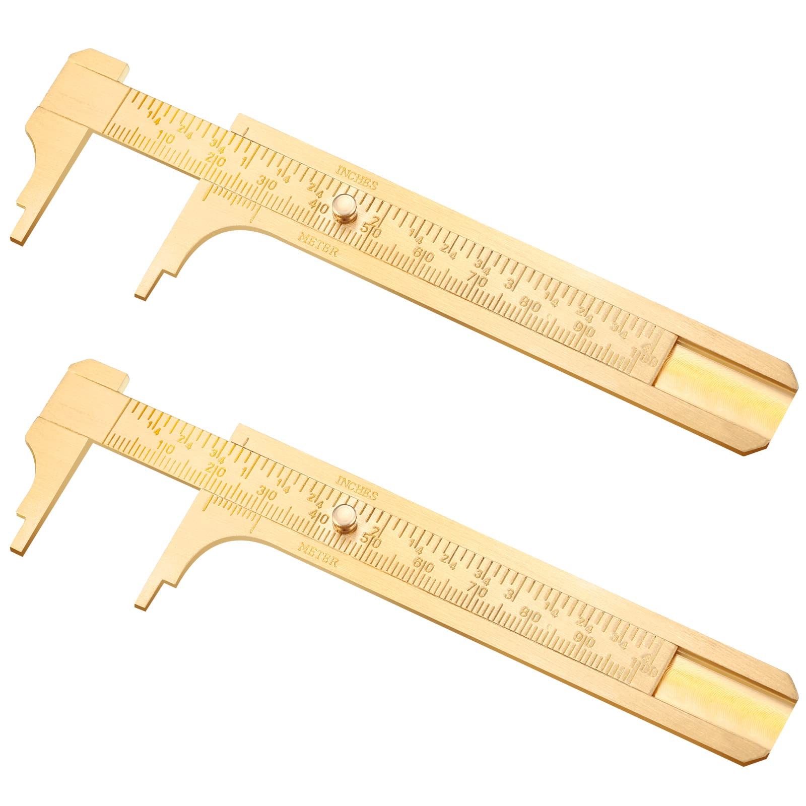 2 Pcs Brass Vernier Caliper Pocket Caliper Handy Caliper Measuring Mini Tool Dou