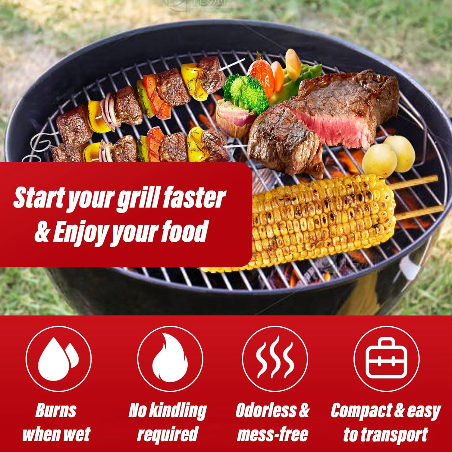 Natural Fire Starters for Grills: Premium Waterproof Quick Firestarters Sticks |