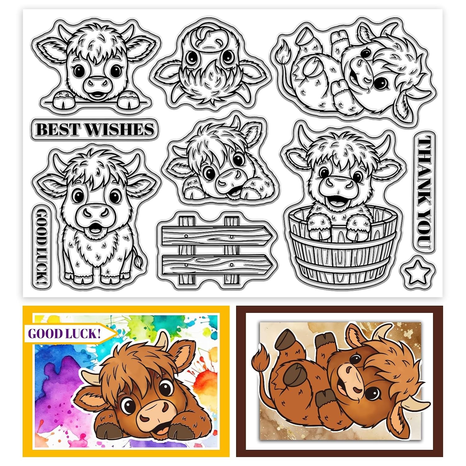 CHGCRAFT Funny Highland Cattle Clear Stamps Cartoon Cute Cartoon Animal Transpar