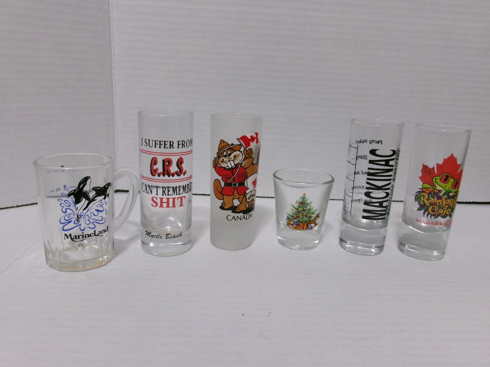 Mixed Lot 6 shot glasses / High Ball  Canada, Marineland mug, Rainforest +++