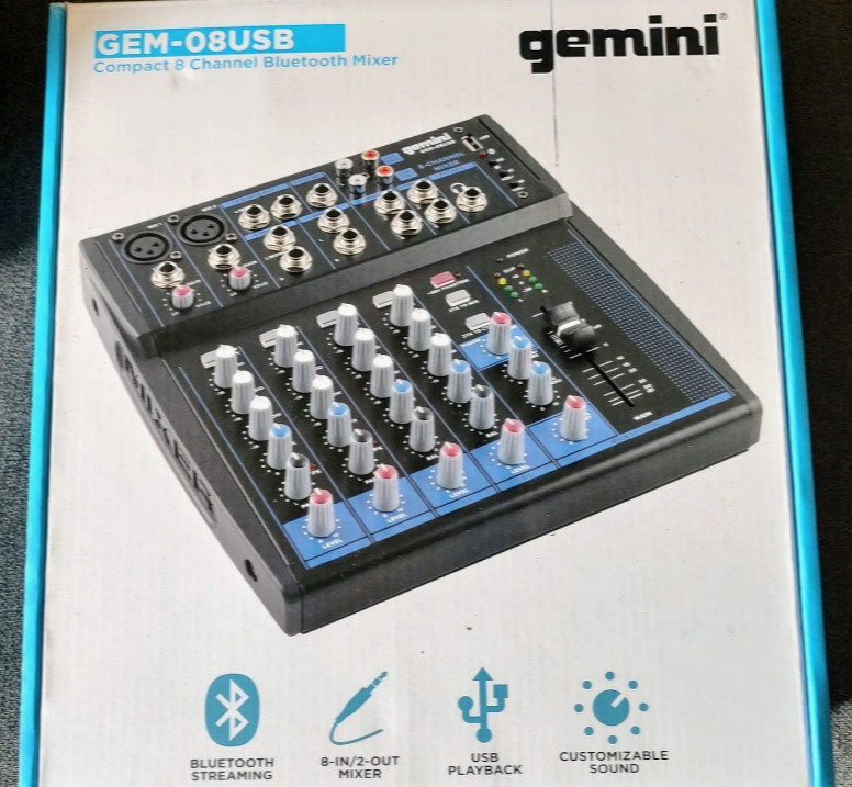 Gemini GEM-08USB Compact 8 Channel Bluetooth Audio Mixer (used)