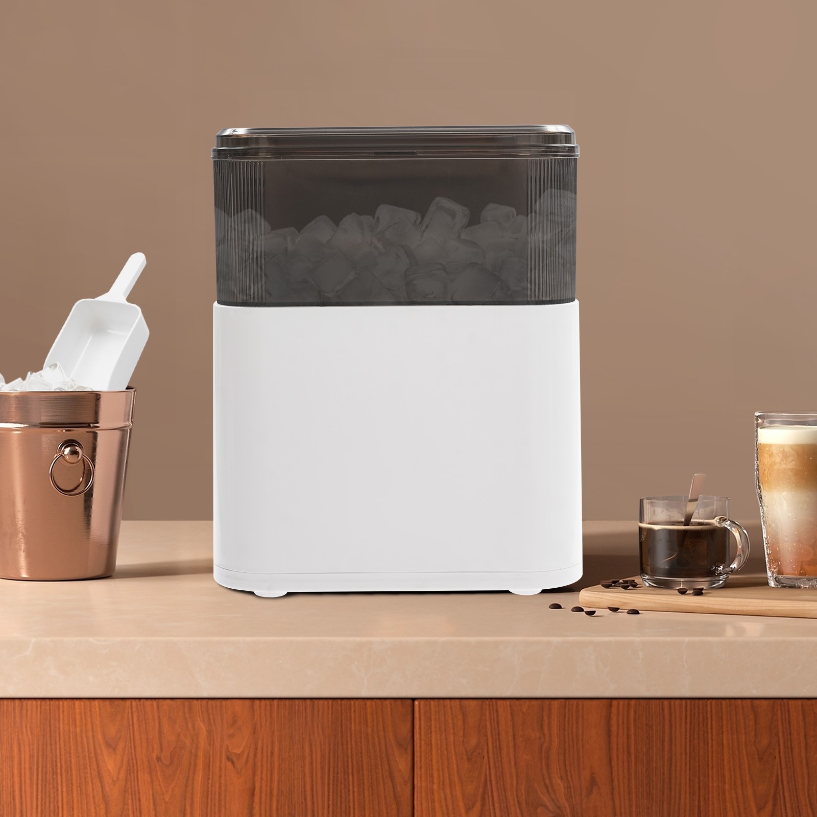 Countertop Ice Maker, Ice Maker, 165W Electric Ice Maker (Two-Size Ice Cube)
