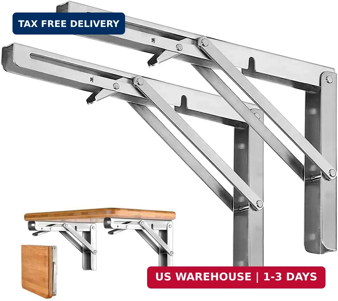 Folding Shelf Brackets - 10 Inch Heavy Duty Stainless Steel Collapsib