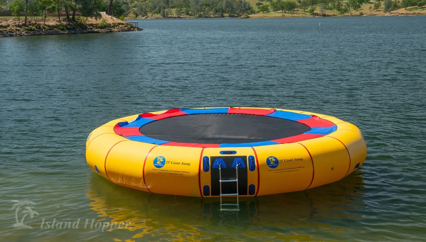 Island Hopper 25' Giant Jump Water Trampoline With Heavy Duty Ladder, Yellow