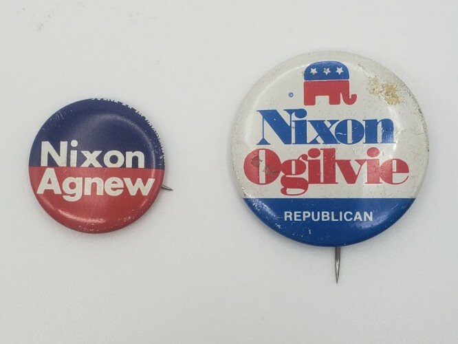 Richard Nixon 1972 Presidential Campaign Button Agnew Richard Ogilvie Lot of (2)