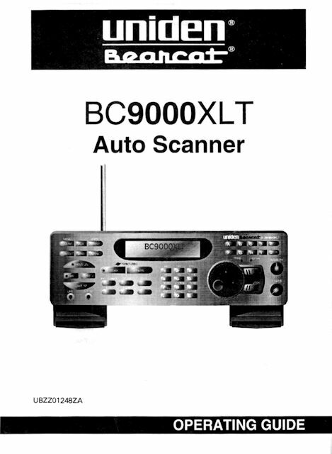 8 1/2 x 11" OWNER'S MANUAL for the UNIDEN BC9000XLT SCANNER