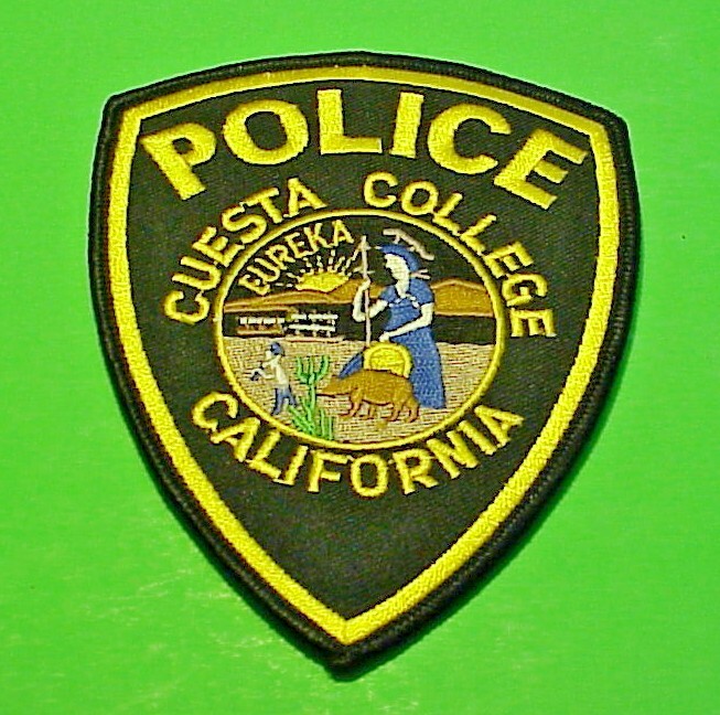 CUESTA COLLEGE  CALIFORNIA  CA  5" ( BLACK BACKGROUND )  POLICE PATCH