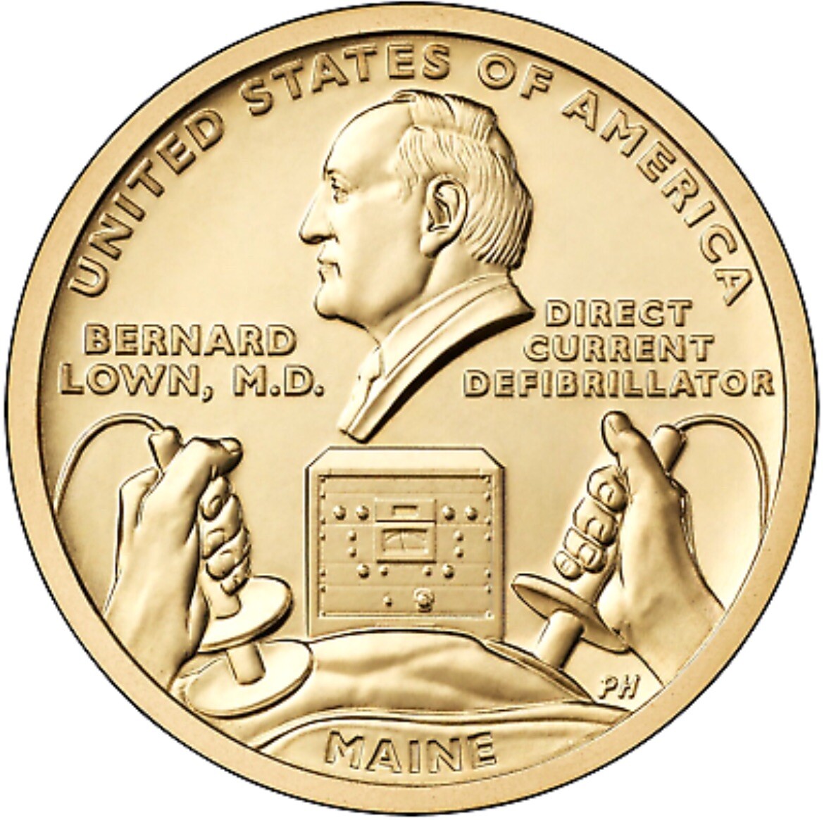 2024-P American Innovation Dollar. Maine. Bernard Lown. UNC BU