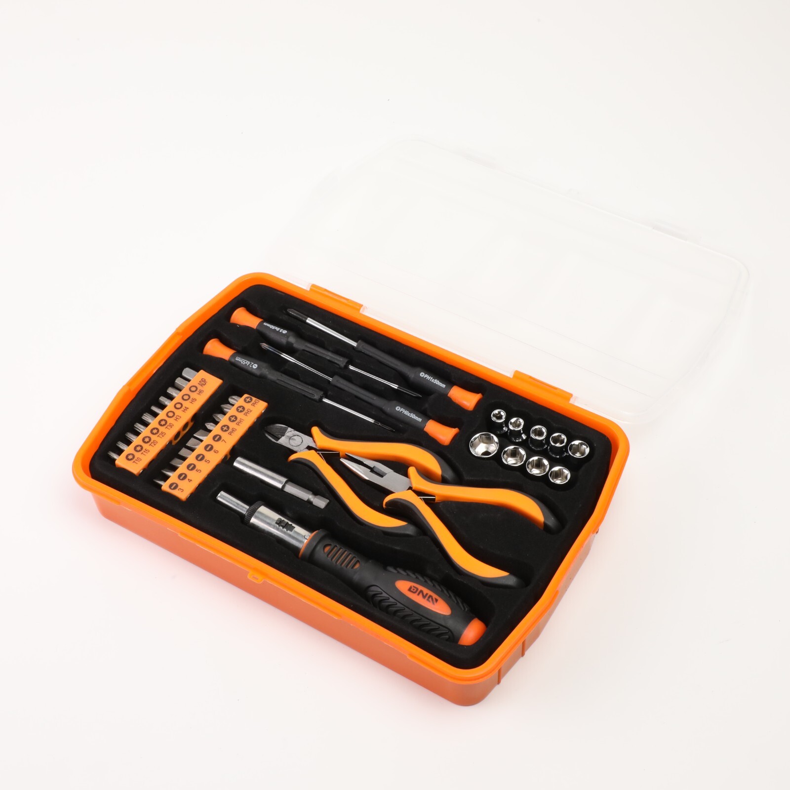 SCREWDRIVER + PLIERS ORANGE 37PCS PRECISION BIT TOOL KIT HIGH SPEED DRILL BITS