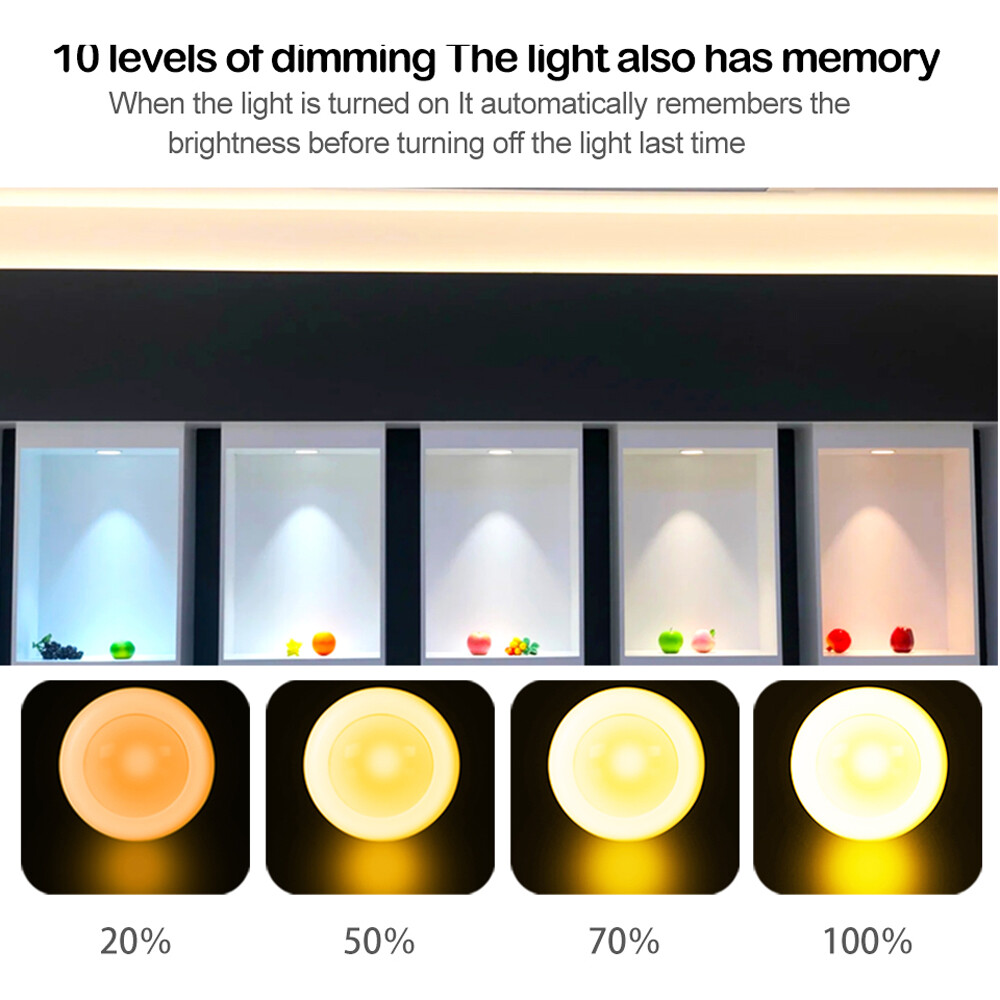 3PCS LED Puck Light Wireless Under Cabinet Lighting bulbs Kitchen Counter Light