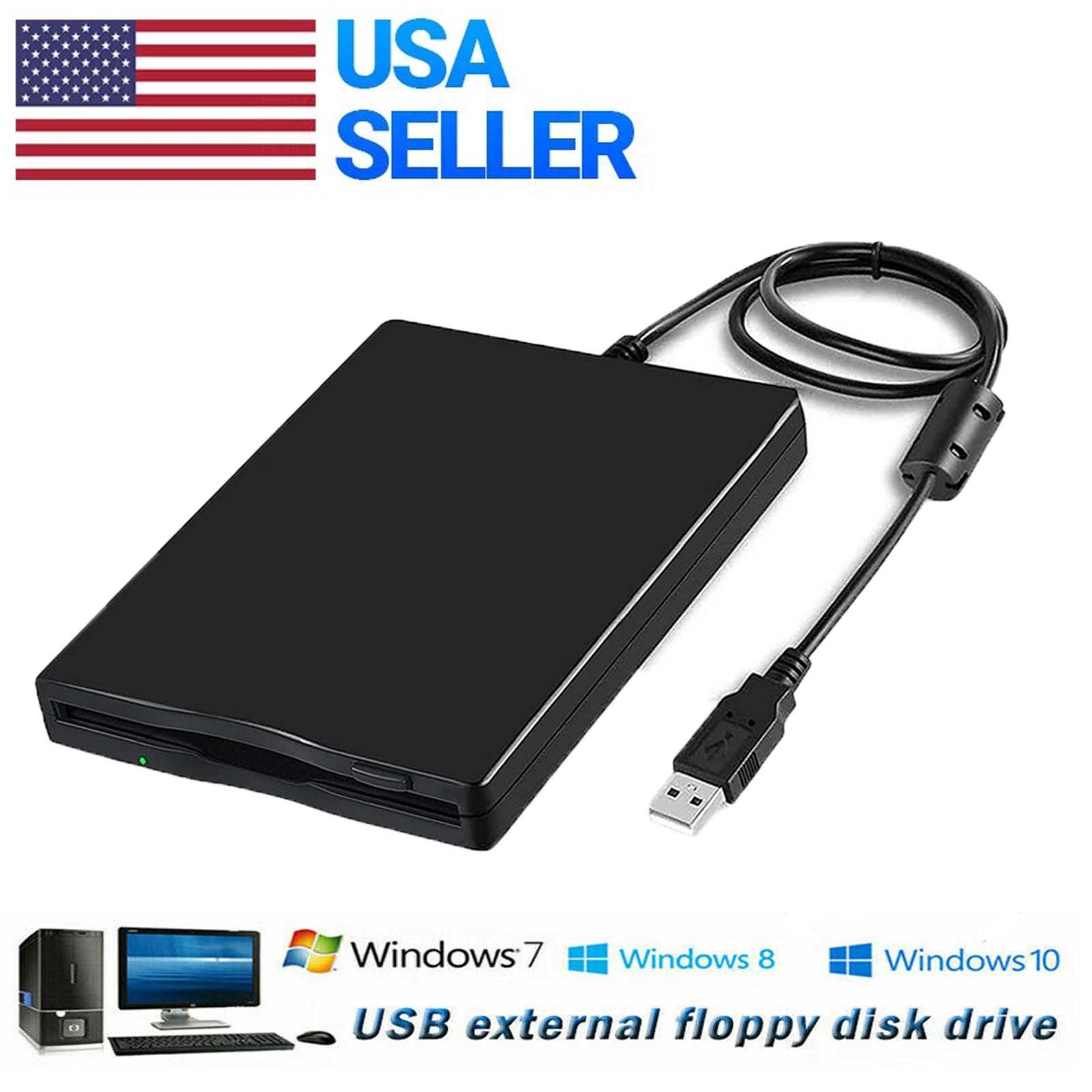 3.5” USB 2.0 Data External Floppy Disk Drive 1.44MB For Laptop PC Win 7/8/10 Mac