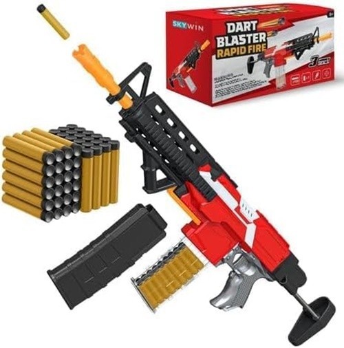 Rapid Fire Dart Blaster Battery Operated 100 Soft Darts Included New in Box