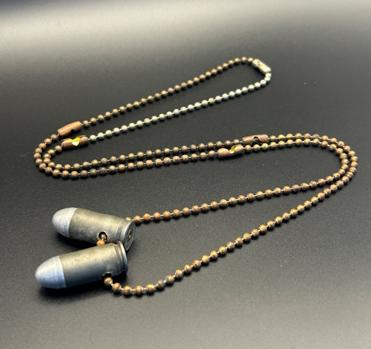 WWII Trench Art Necklace .45 ACP Bullet Pendant 1943 US Military Sweetheart