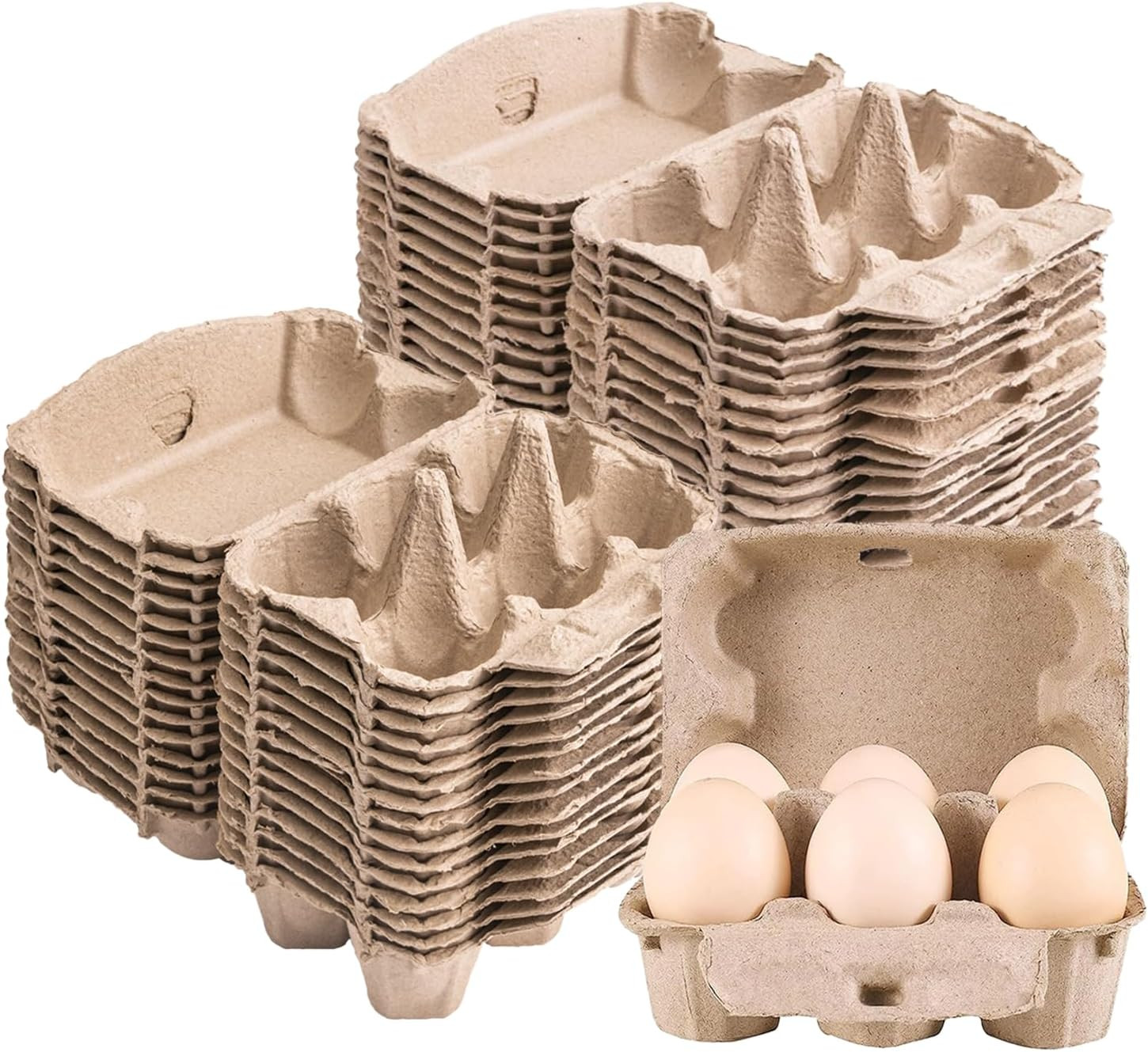 50 Pack Half Dozen Egg Cartons, Blank Natural Pulp Egg Carton Bulk 6 Count for C