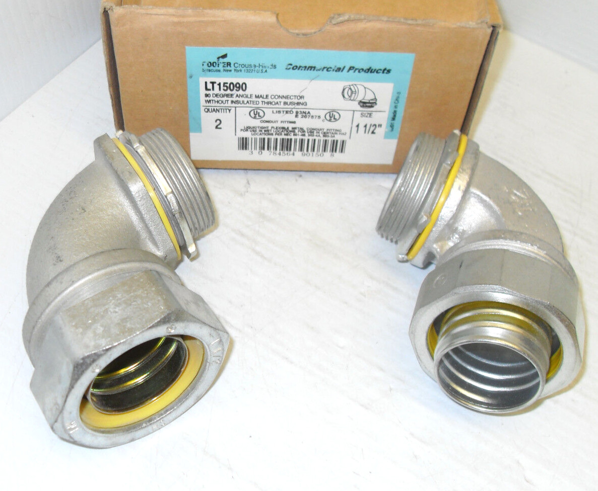 ⭐NEW BOX OF 2⭐ CROUSE-HINDS LT15090 1-1/2" 90 DEGREE CONNECTOR  🔴USA🔵