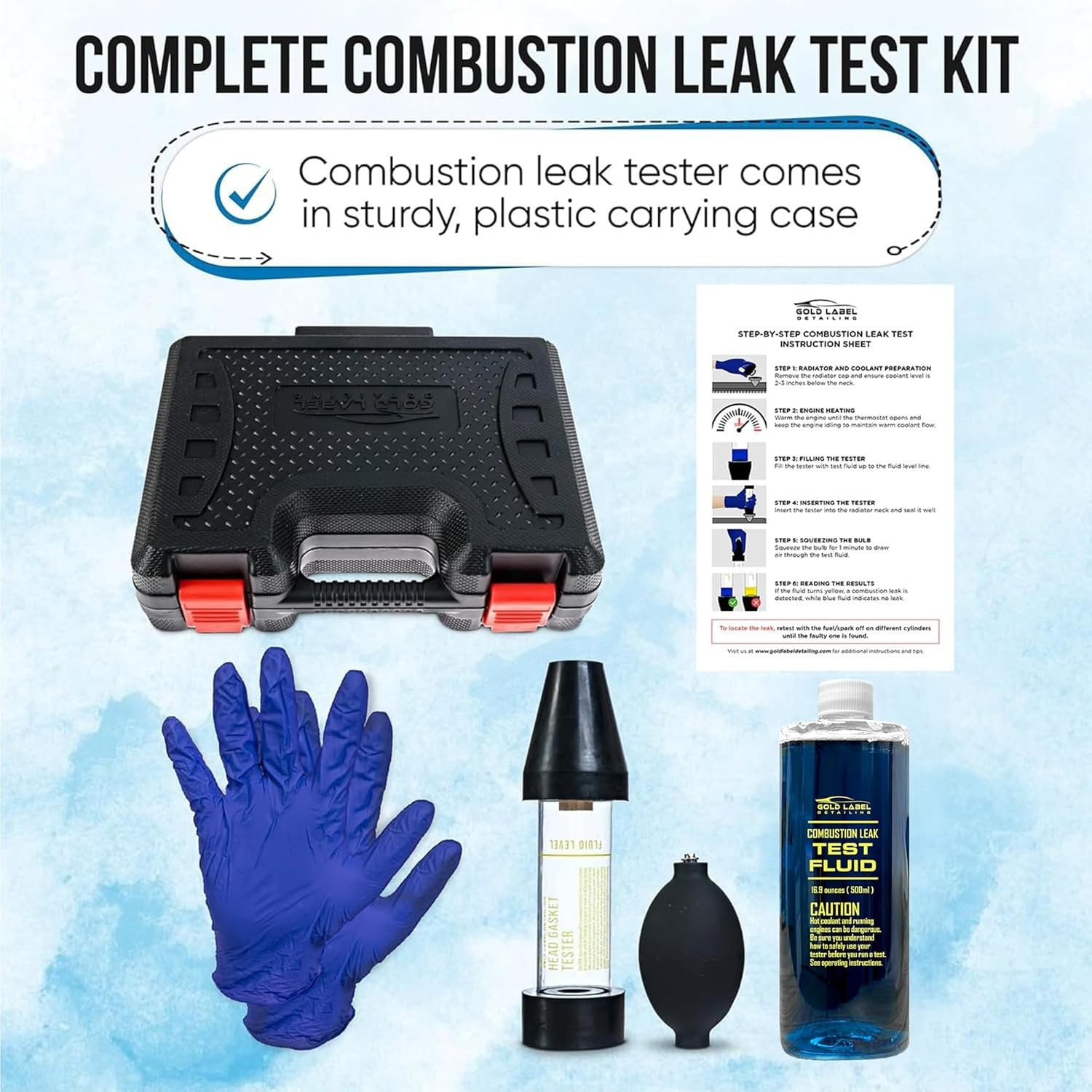 Combustion Leak Tester Kit for Automotive Engine Blocks