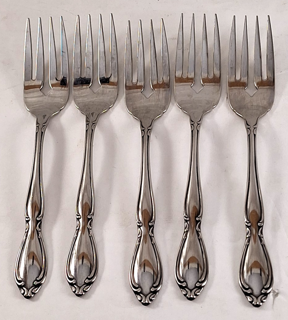CANTATA Oneida Community Lot 5 Salad Forks Place Fork Stainless Flatware -1/4"