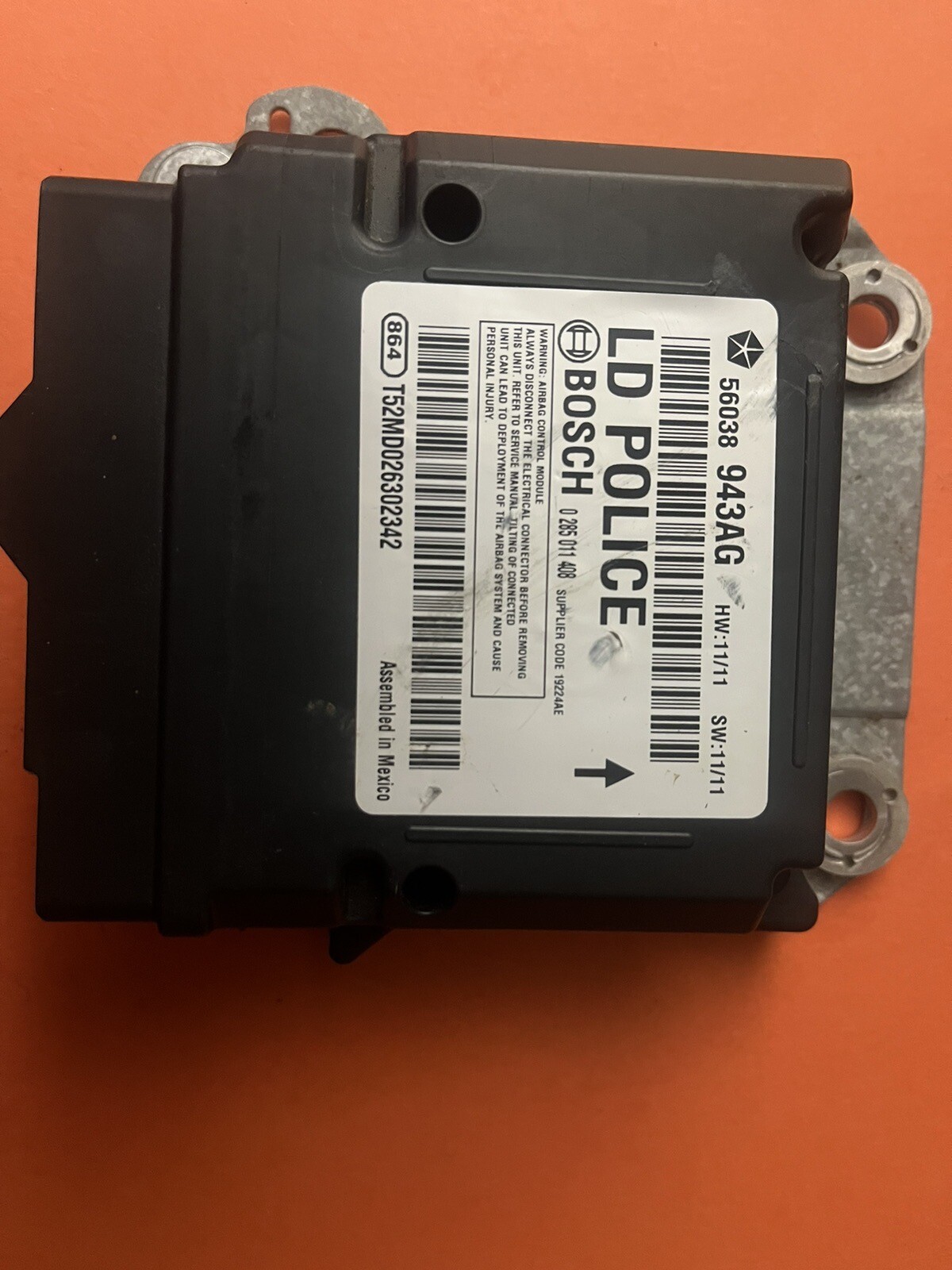 DODGE CHARGER BAG Control Module Fits 11-14 P56038943AG W/POLICE PACKAGE OEM
