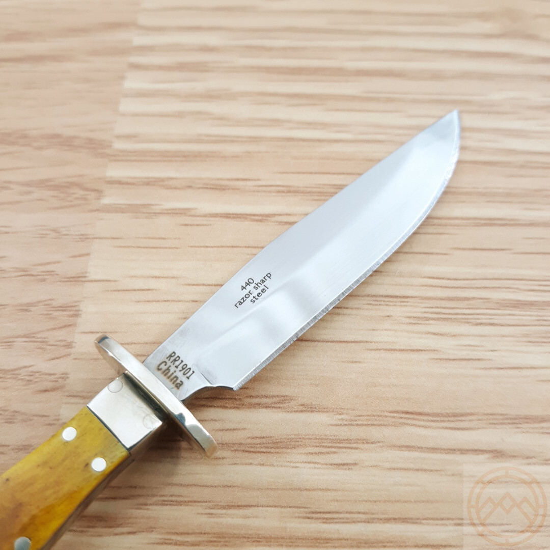 Rough Ryder Texas Mini Bowie Fixed Knife 2.5" Steel Blade Smooth Bone Handle