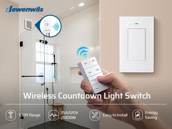 DEWENWILS Wireless Light Switch 15AMP High Power Receiver Kit with Timer, Indoor