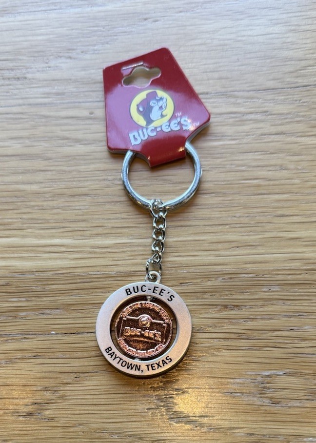 Buc-ee's Logo Spinner Keychain, Key Ring -Baytown, Texas Store