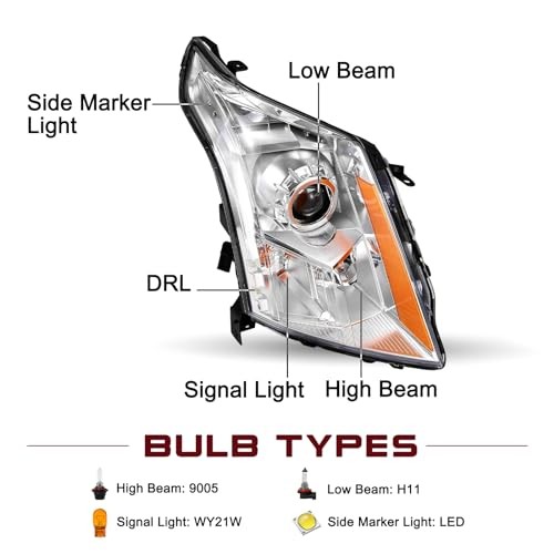 10-16 Cadillac SRX Halogen Headlight Assembly Pair Left Driver & Right Passenger