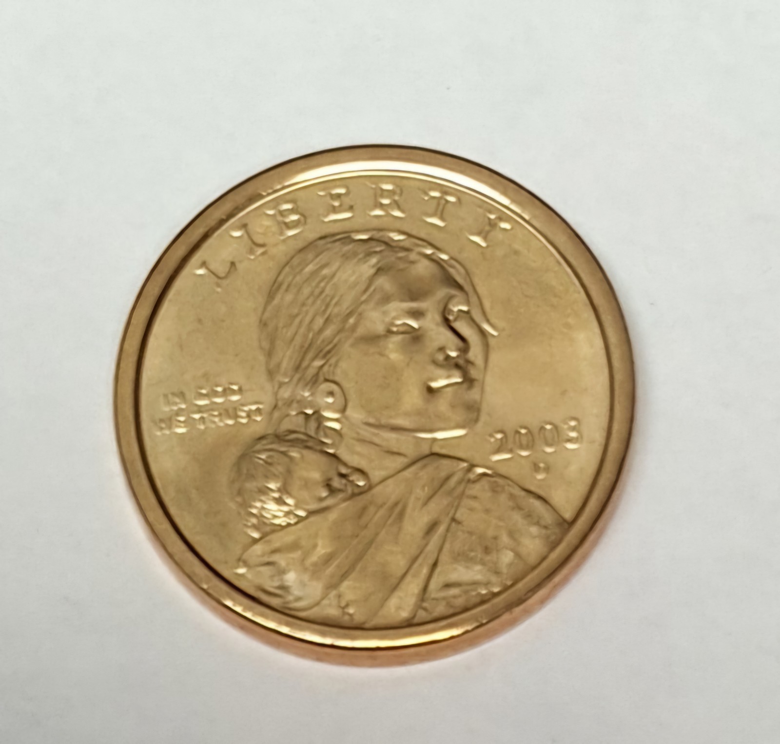 2003 D Sacagawea Native  American Dollar Coin Uncirculated From US Mint roll.