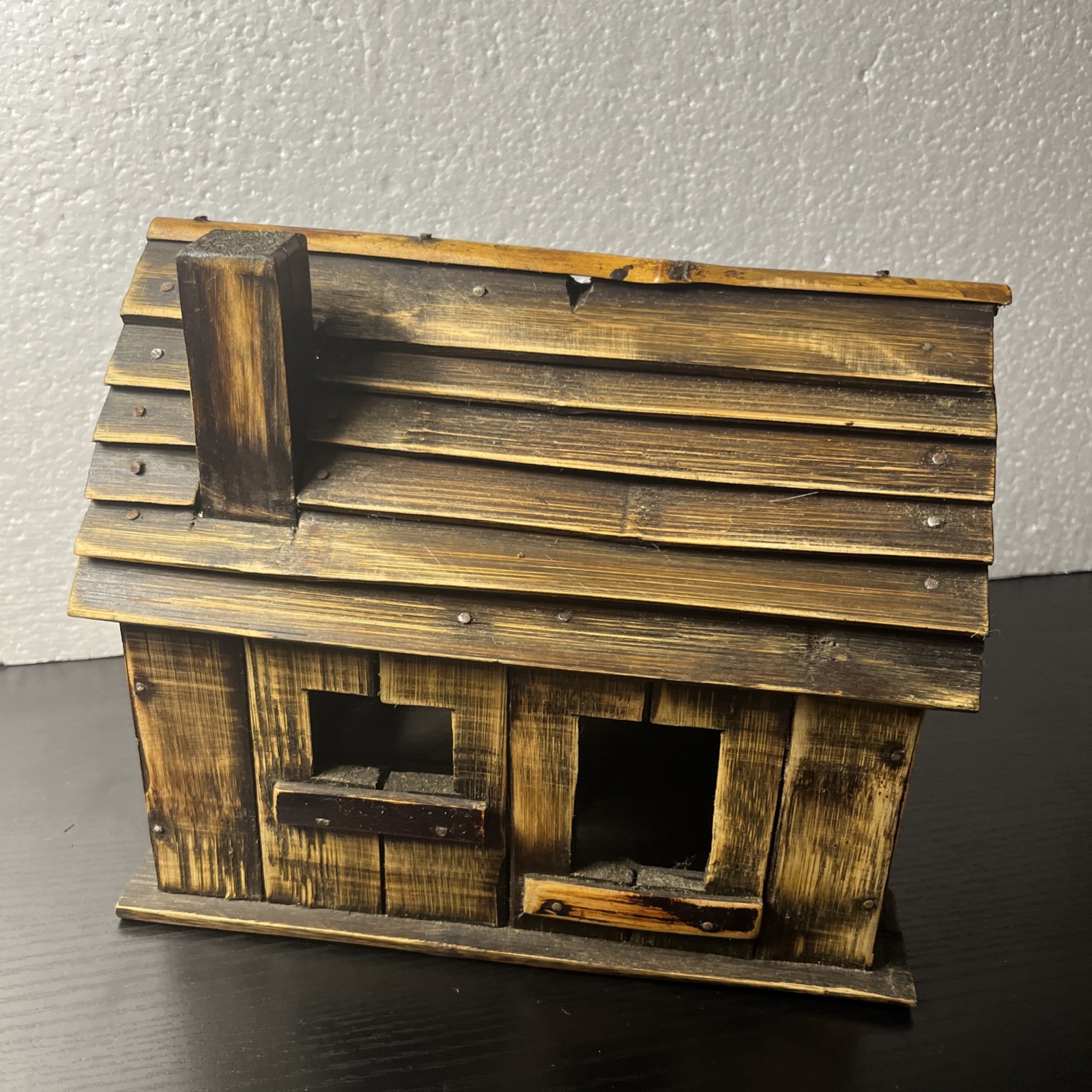 Handmade Rustic Cabin Birdhouse 5”W By 8.5”L By 7”H. Never Used