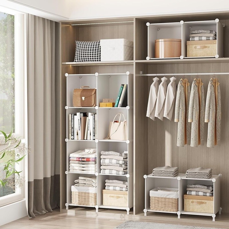 16 Cube Portable Storage Organizer Stackable Closet Shelves Multi-Purpose Unit