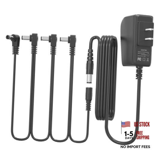 9V 0.8A Power Supply Adapter Charger for Guitar Bass Effects Pedal with 4 Way