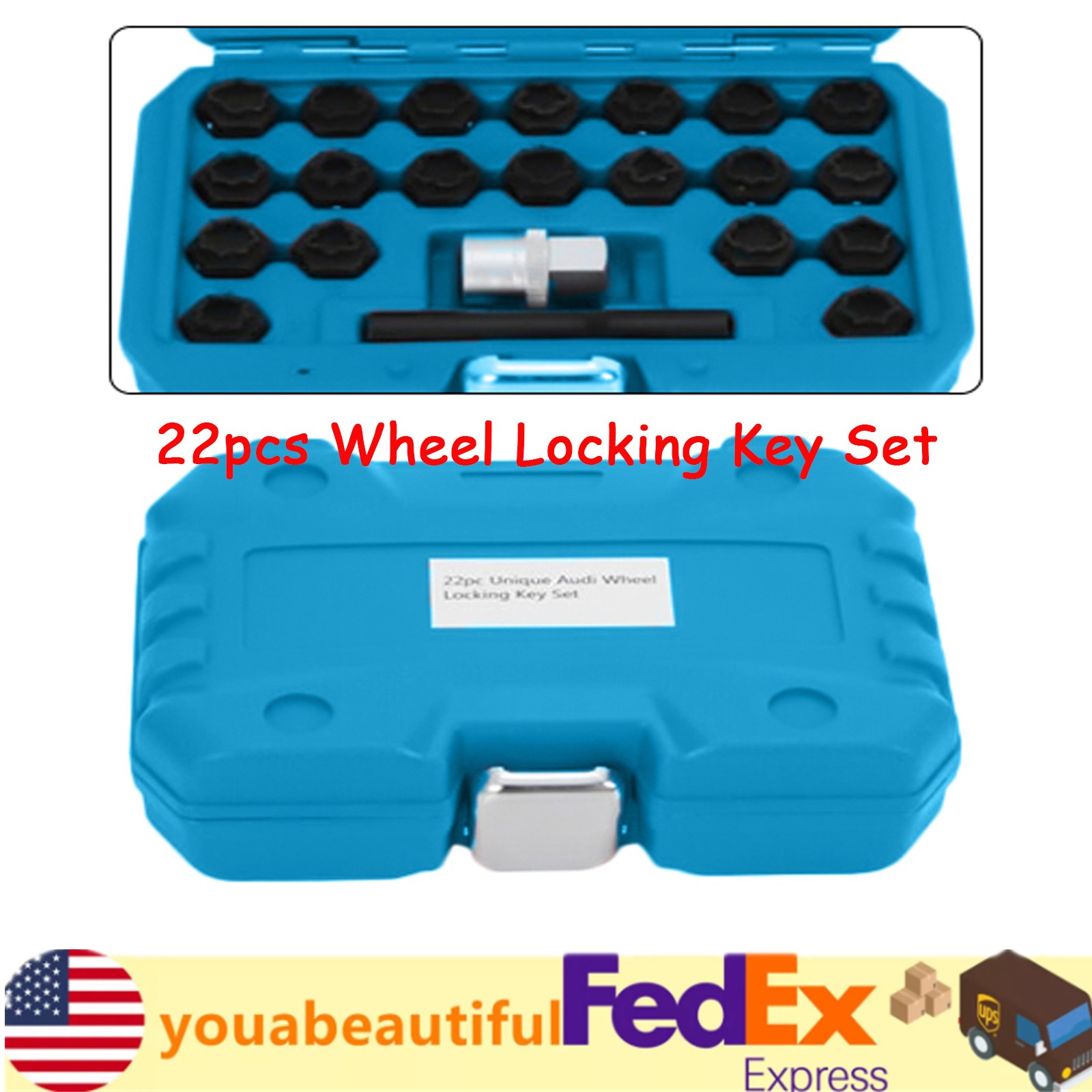 22pc Audi Wheel Locking Key Locking Wheel Bolt Nut Removal Set Master Key Kits