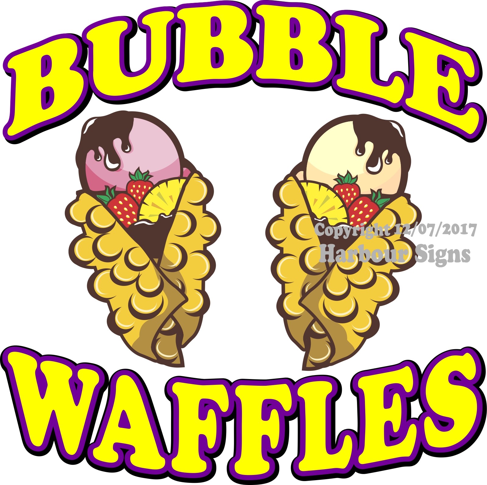 Bubble Waffles DECAL (Choose Your Size) Food Truck Sticker Concession