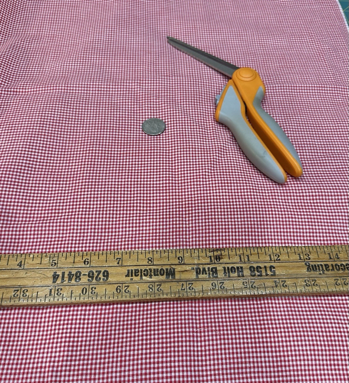 VINTAGE VTG RED AND WHITE GIHGHAM COTTON FABRIC BTHY