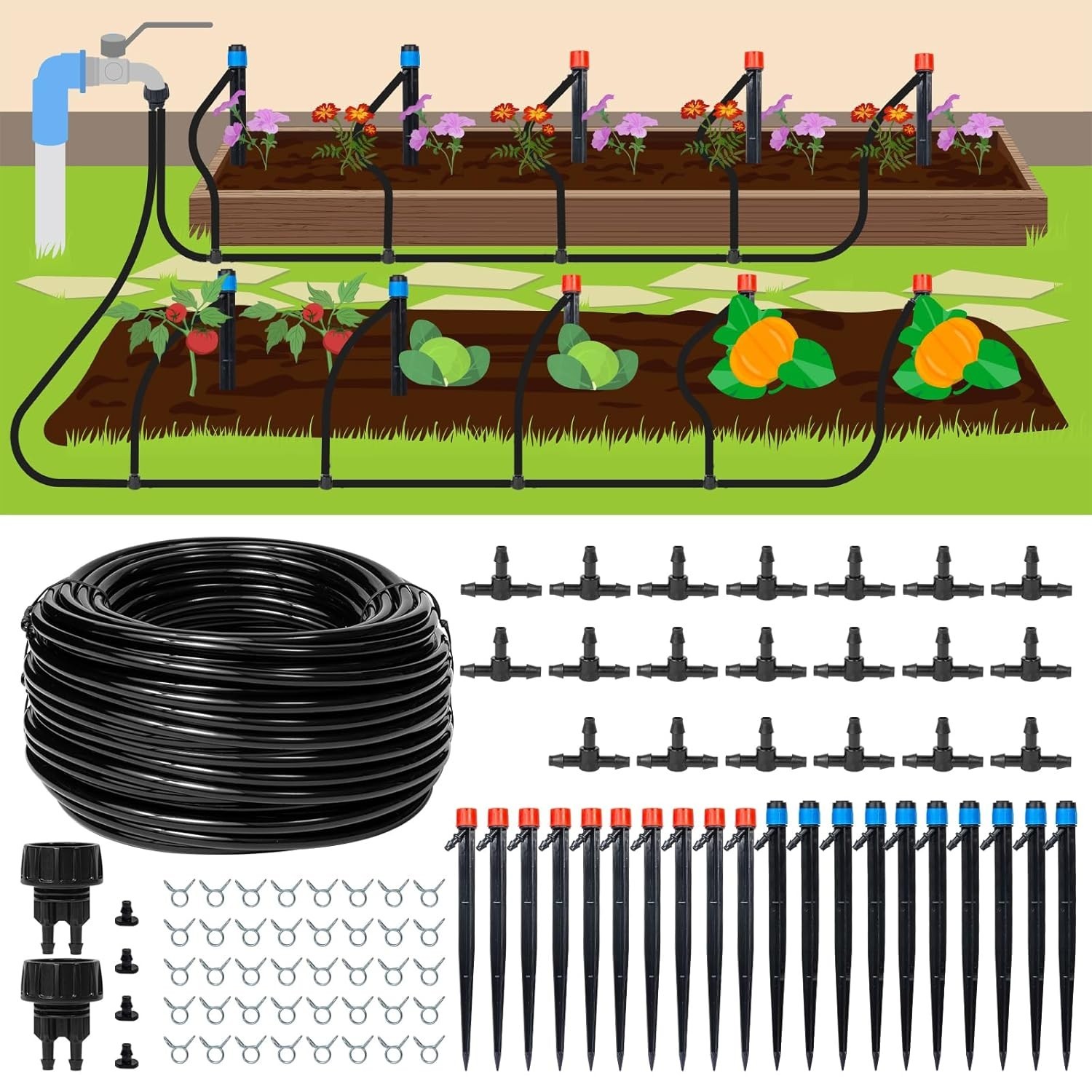 Customizable 110ft Garden Drip System for Efficient Plant Care & Hydration