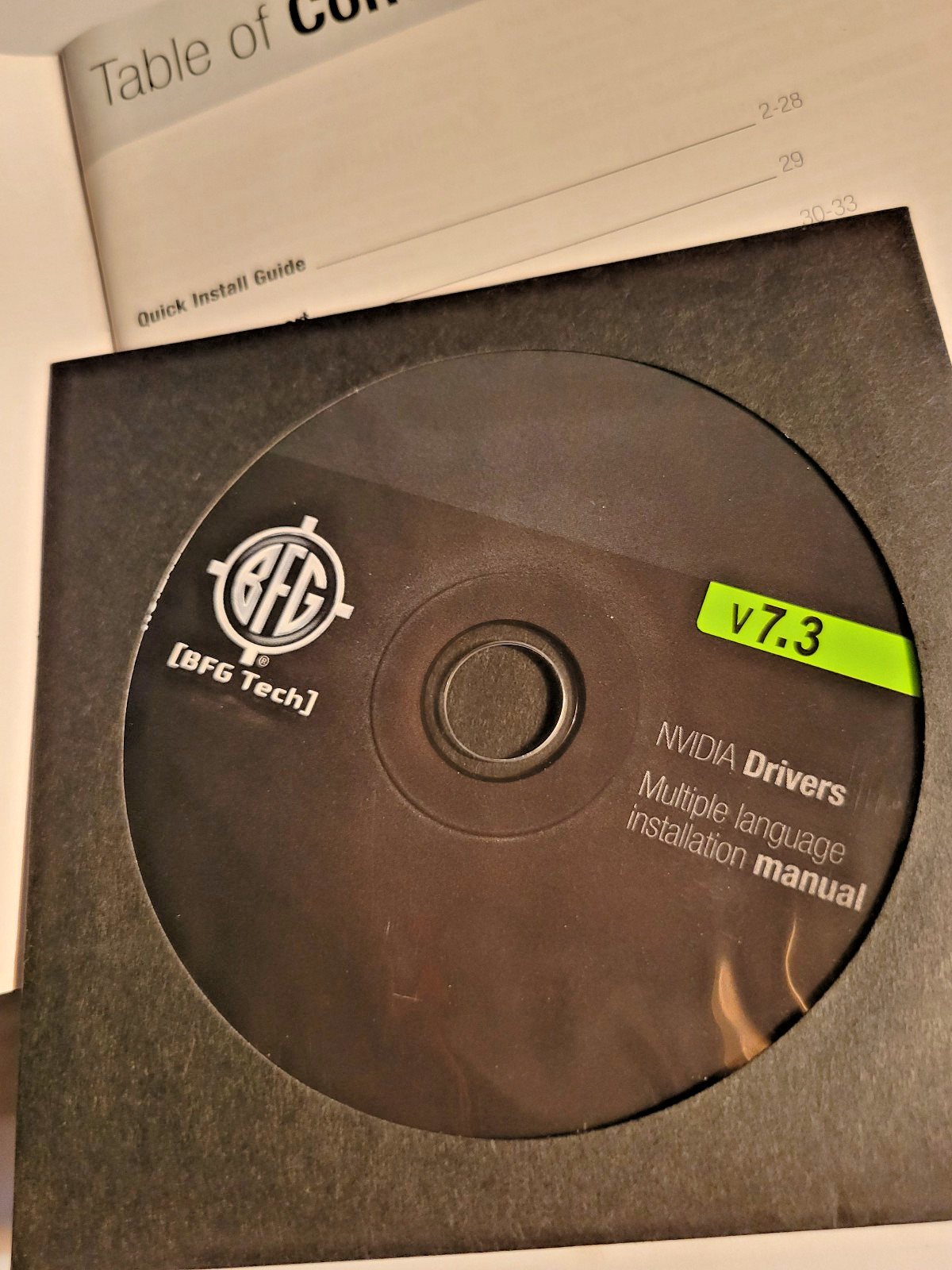 BFG Tech PC Software Quick Install Guide and Installation CD V7.3 NVIDIA Drivers