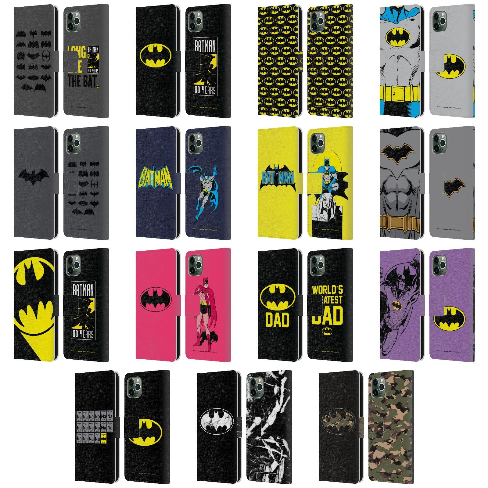 OFFICIAL BATMAN DC COMICS LOGOS LEATHER BOOK WALLET CASE FOR APPLE iPHONE PHONES