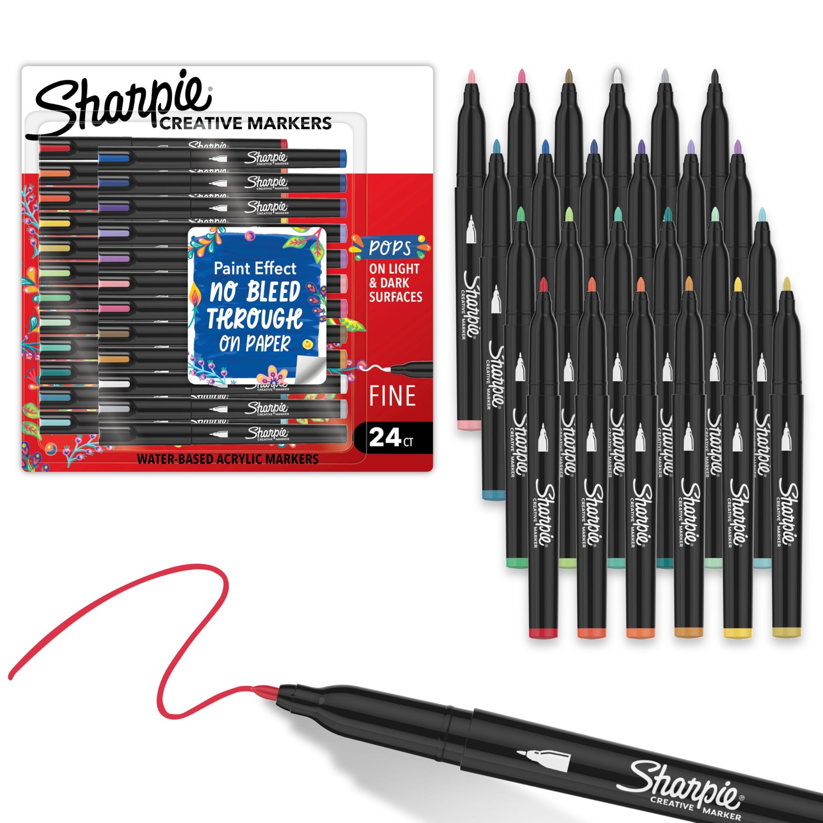 Sharpie Creative Markers Variety Pack, Water-Based Acrylic Paint Markers, Fine