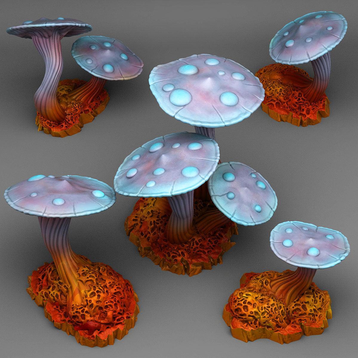 3D Printed Fantastic Plants and Rocks Fantasy Mushrooms 28mm - 32mm D&D
