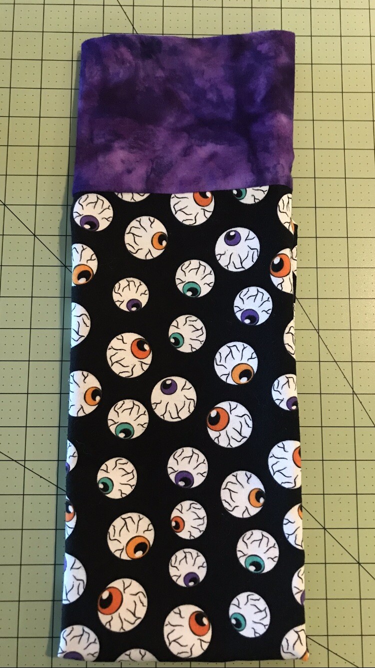 Homemade Standard Purple Flannel Halloween Glow In The Dark Eyeballs Pillowcase