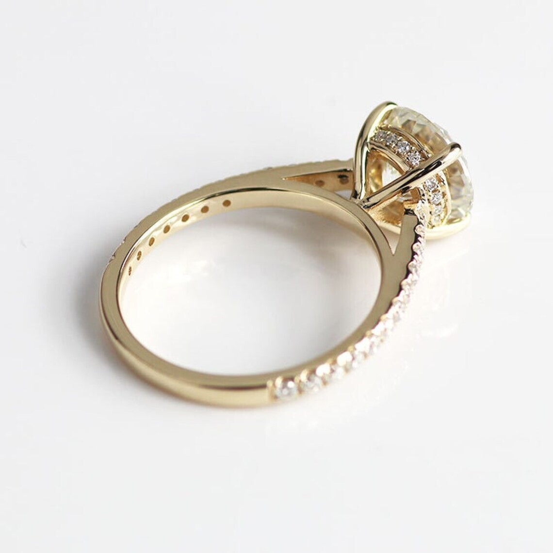 3.10 Ct Round Cut Diamond Lab-Created Engagement Ring 14K Yellow Gold Over