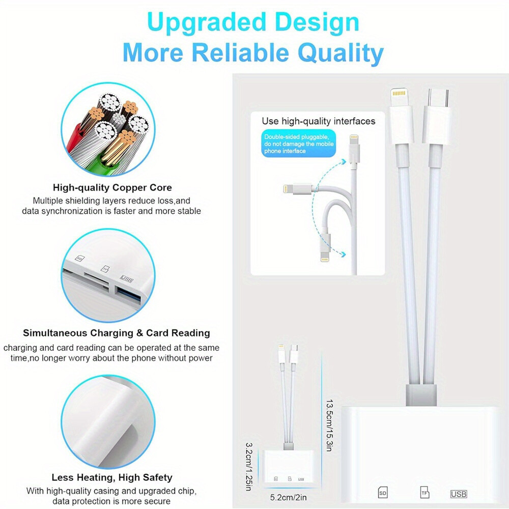 4-in-1 USB3.0 SD/TF Card Reader for iPhone/iPad/Android/PC OTG Adapter plug&play