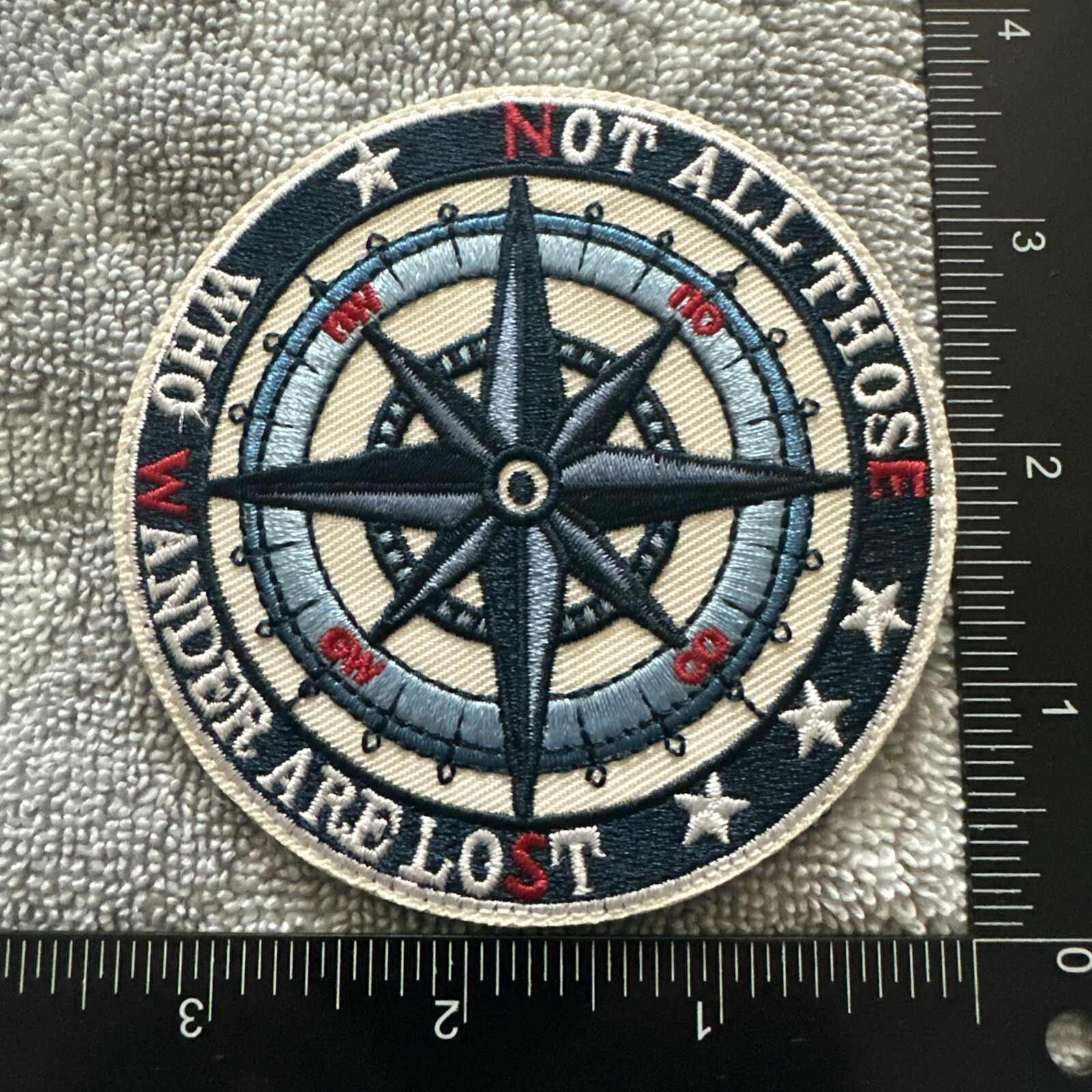 COMPASS 3x3 Embroidered Morale Patch Hook Backing Brand New