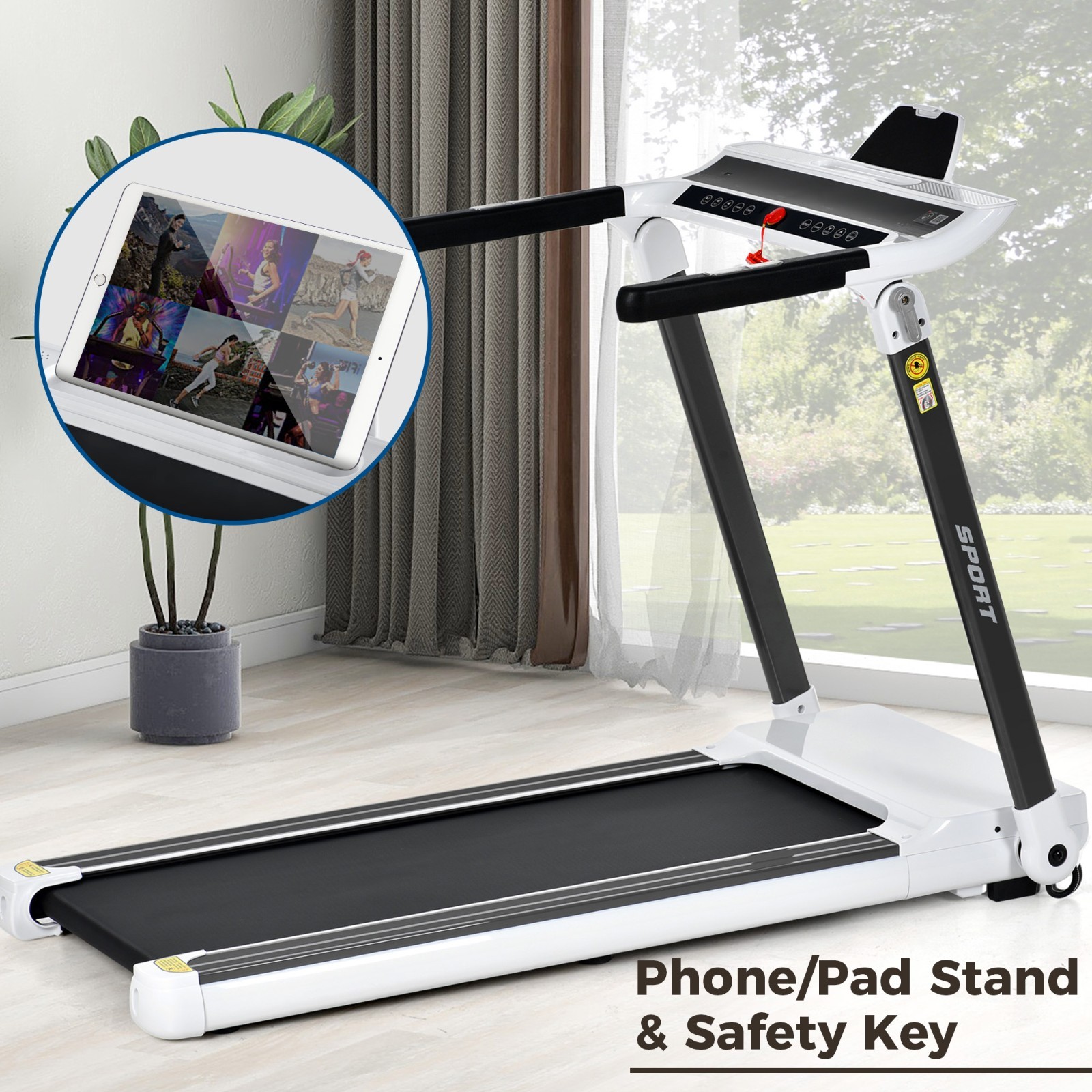 Folding 3.5HP Treadmill Compact Running Machine Adjustable Speed for Gym Home